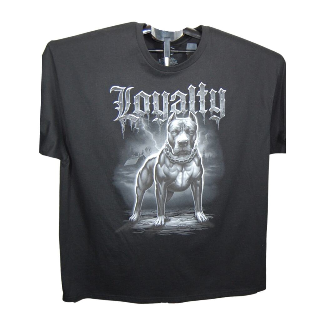 DOM “Loyalty” Pit Bull Graphic Tee  3XL Men's  Black T  Streetwear Biker Pit
